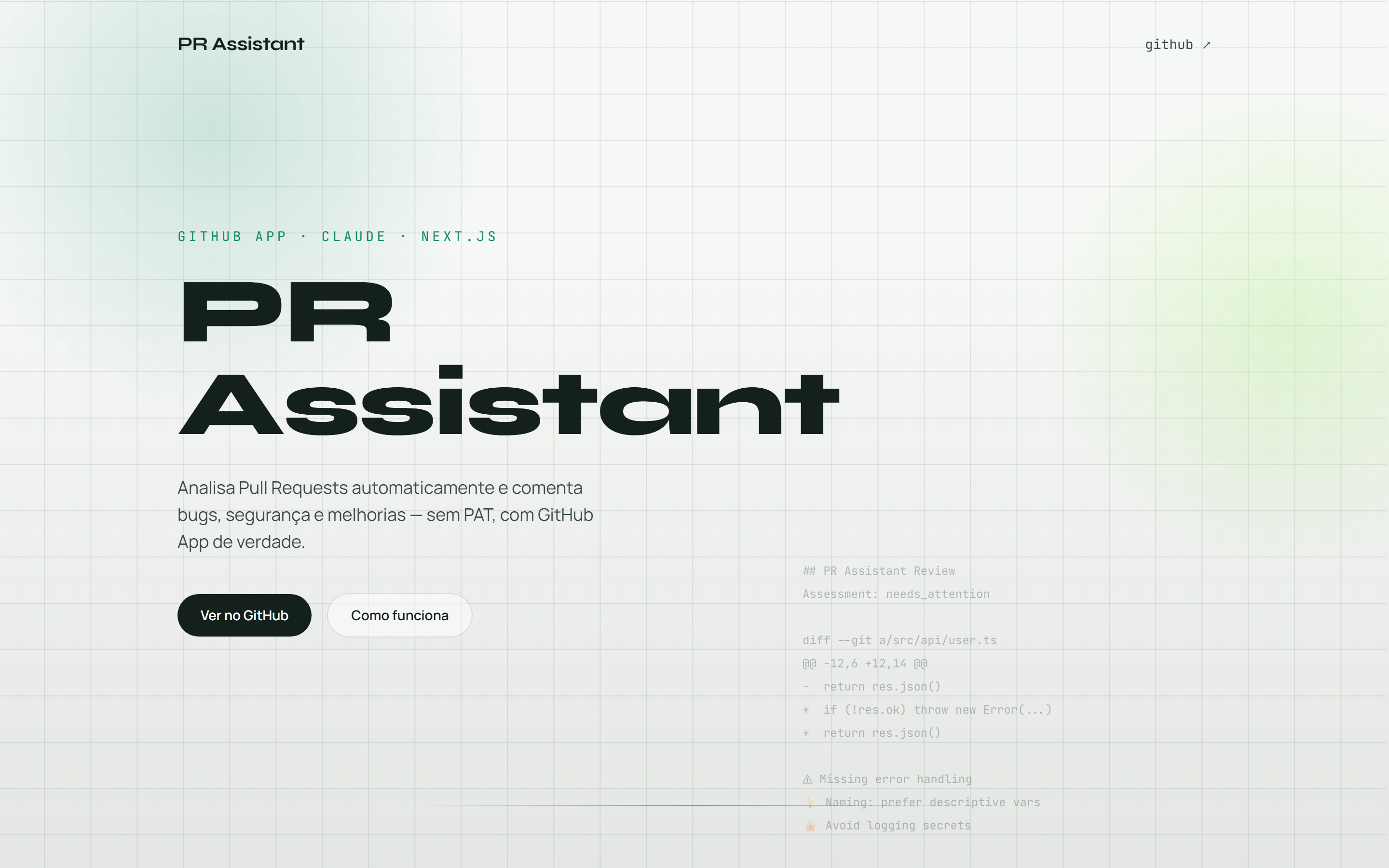 PR Assistant — Landing